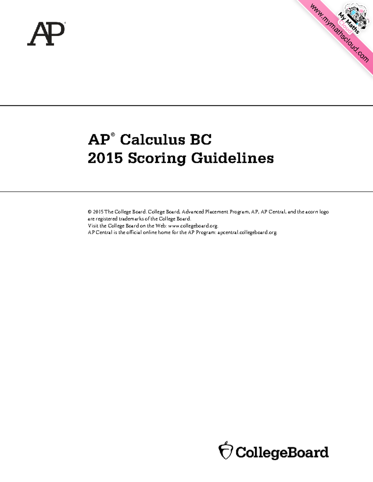 AP Calculus BC 2015 Scoring Guidelines and Solutions - Studocu