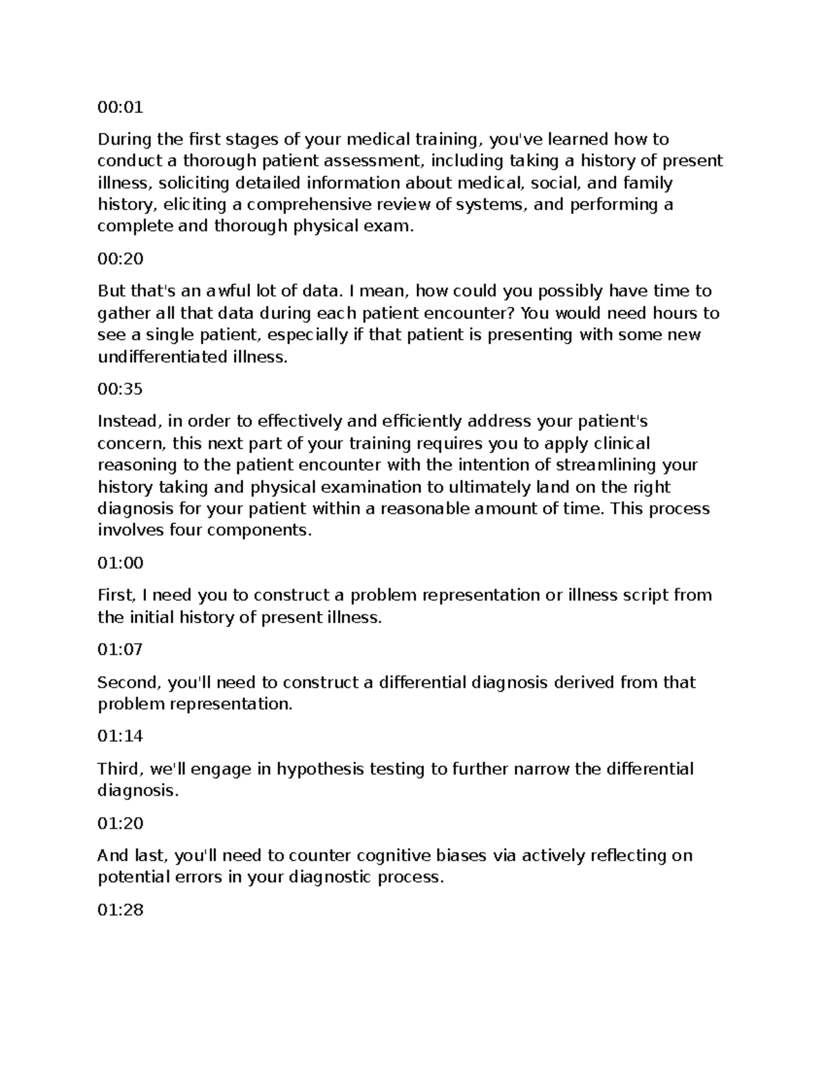 **Lecturio Week 3: Clinical Reasoning & Differential Diagnosis ...