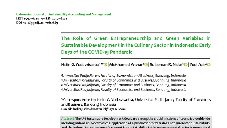 The Role of Green Entrepreneurship in Sustainable Culinary Development ...