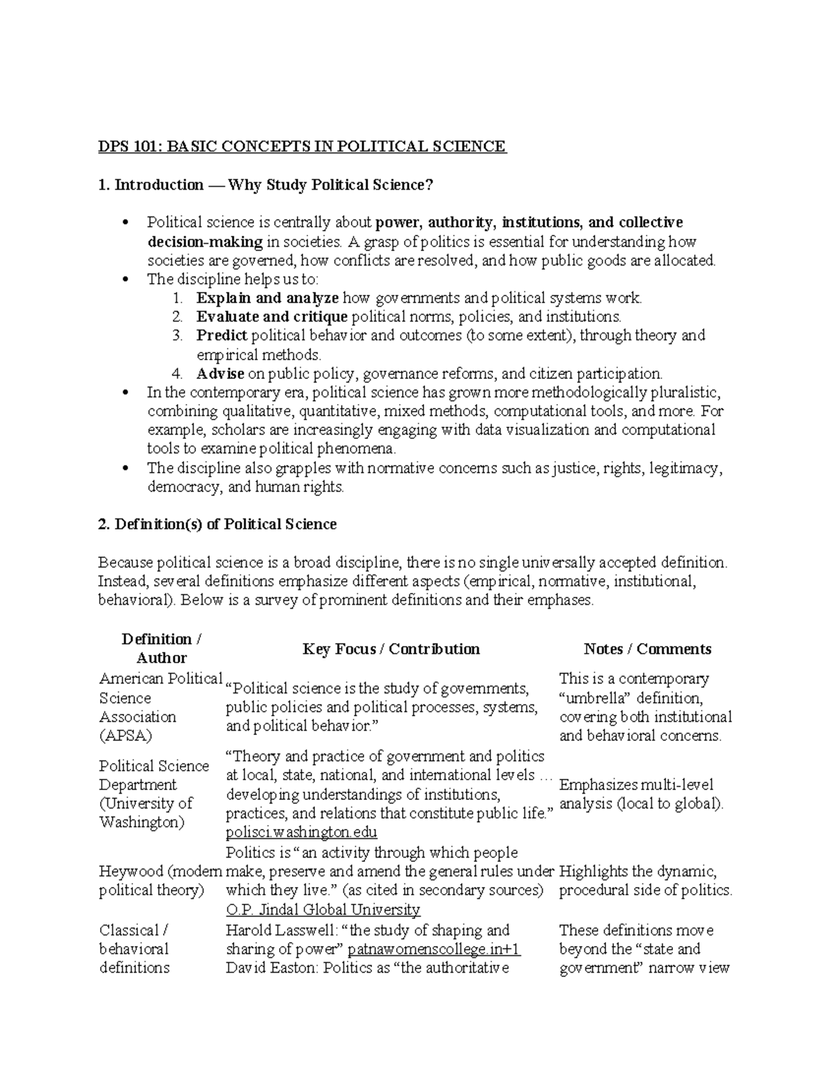DPS 101: Basic Concepts in Political Science - Key Insights and ...