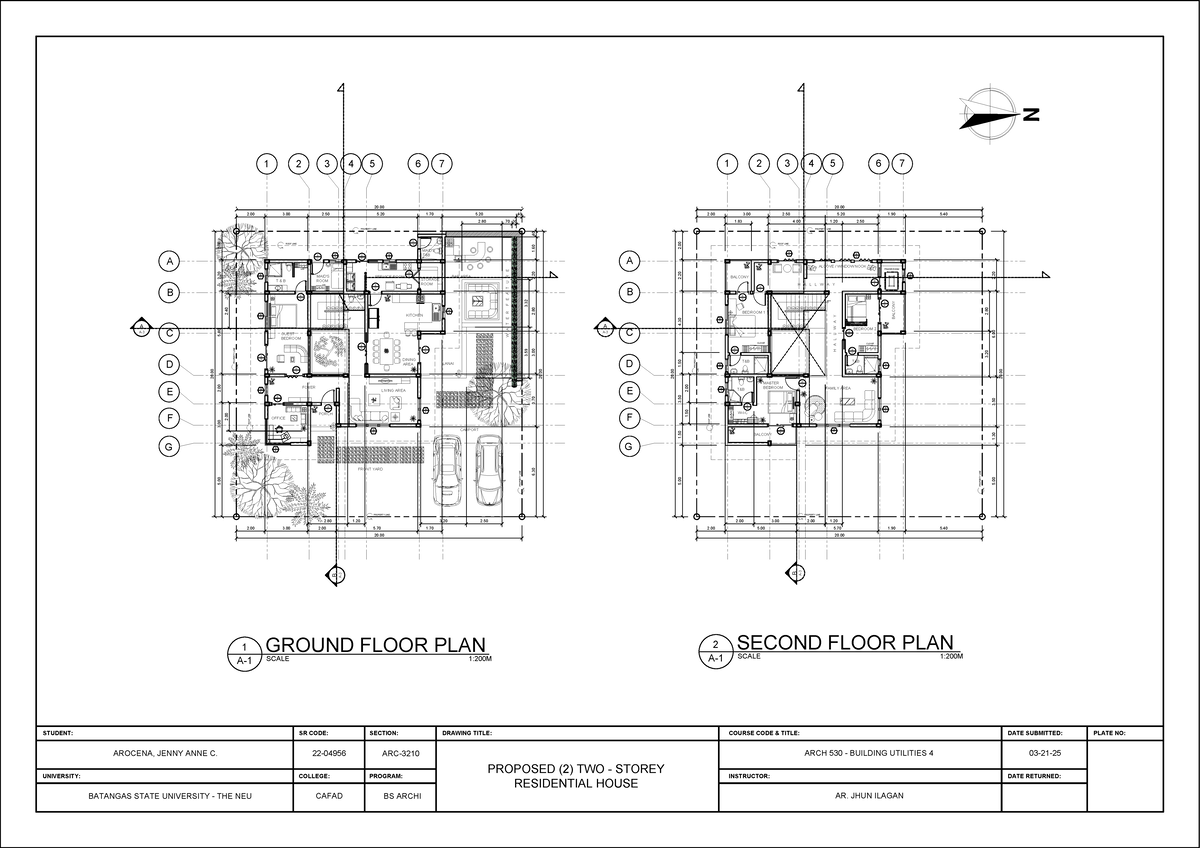 Proposed Two-Storey Residential House Plans - ARCH 530 - Studocu