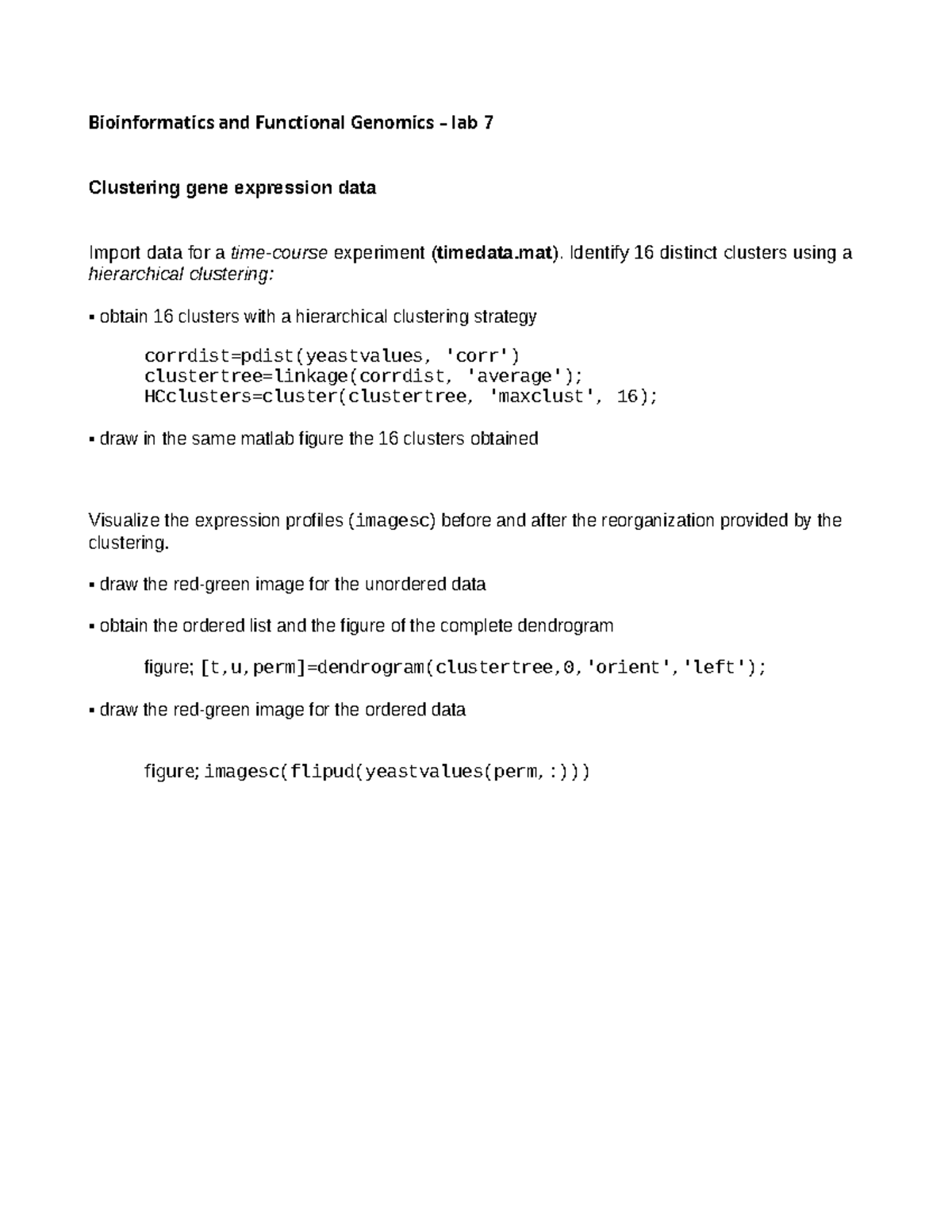 BGF - Lab 7: Hierarchical Clustering of Gene Expression Data - Studocu