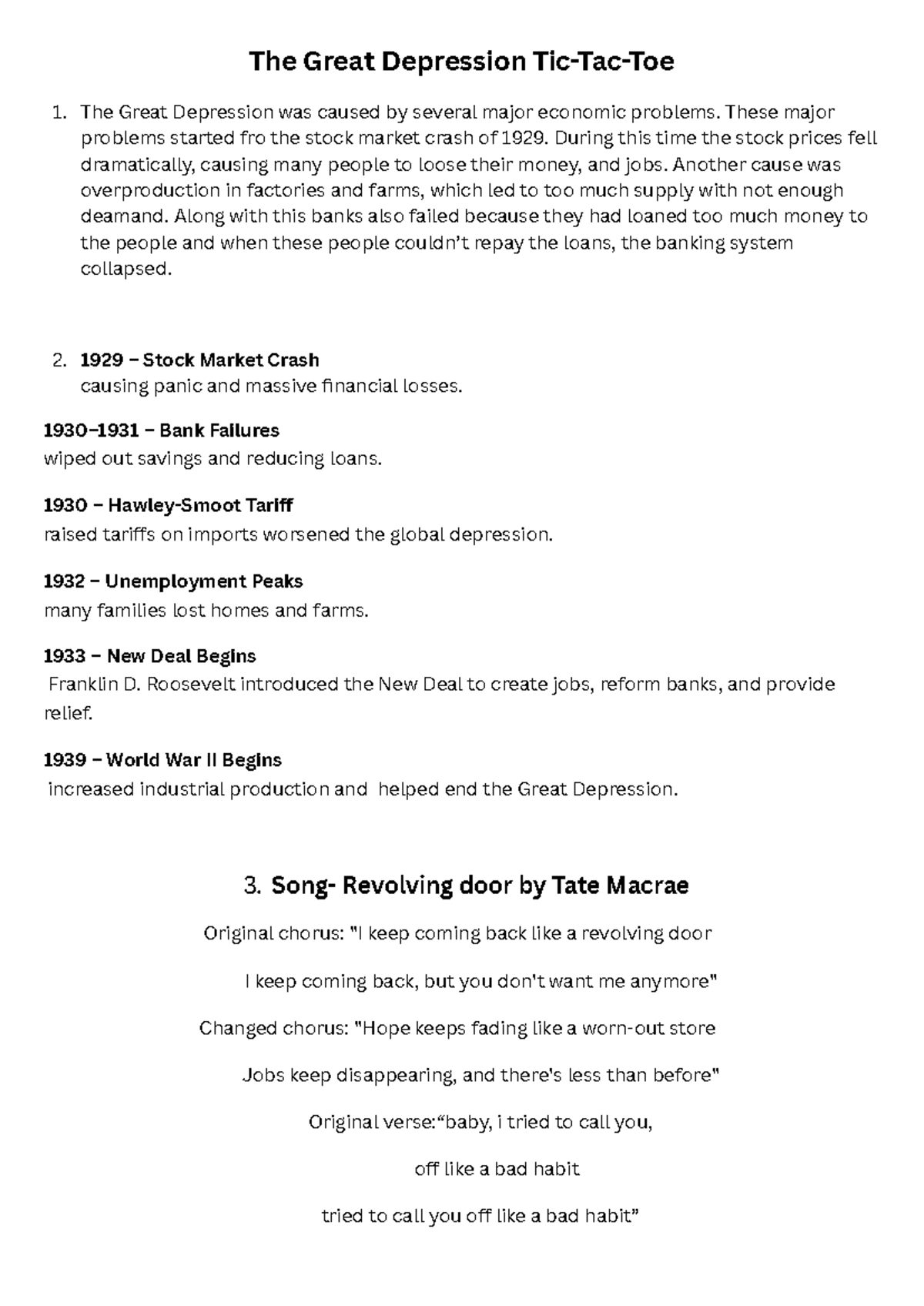 The Great Depression: Causes, Effects, and the New Deal - Studocu