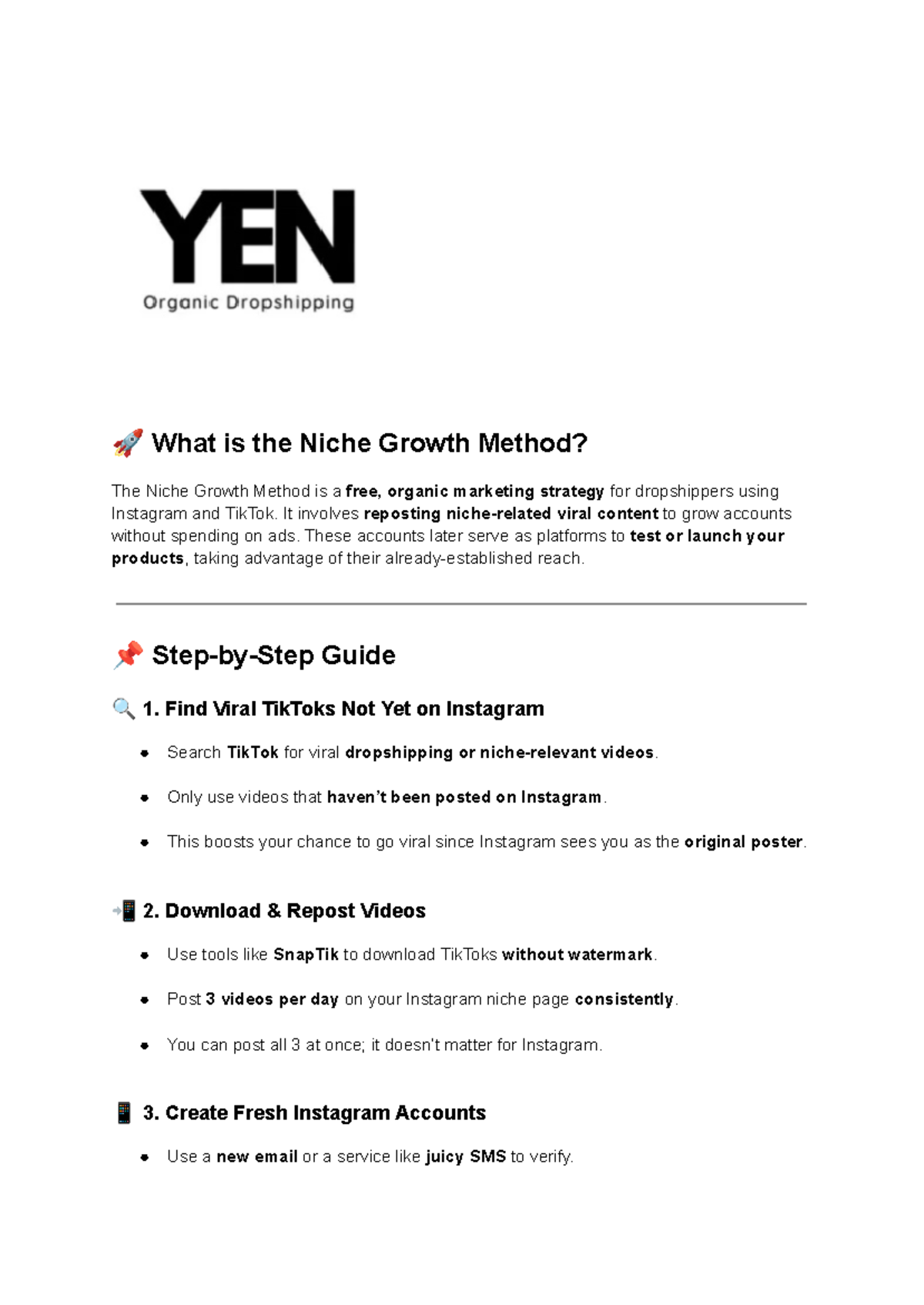 Niche Growth Method: Step-by-Step Guide for Dropshipping Success - Studocu