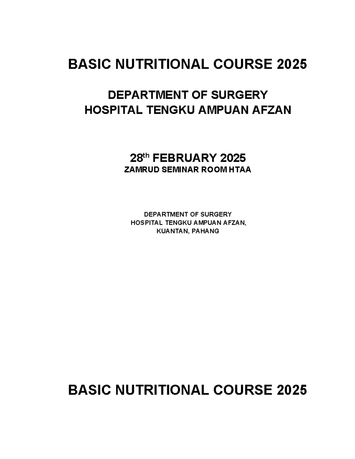 Basic Nutritional Course 2025: Insights for Managing Critically Ill ...