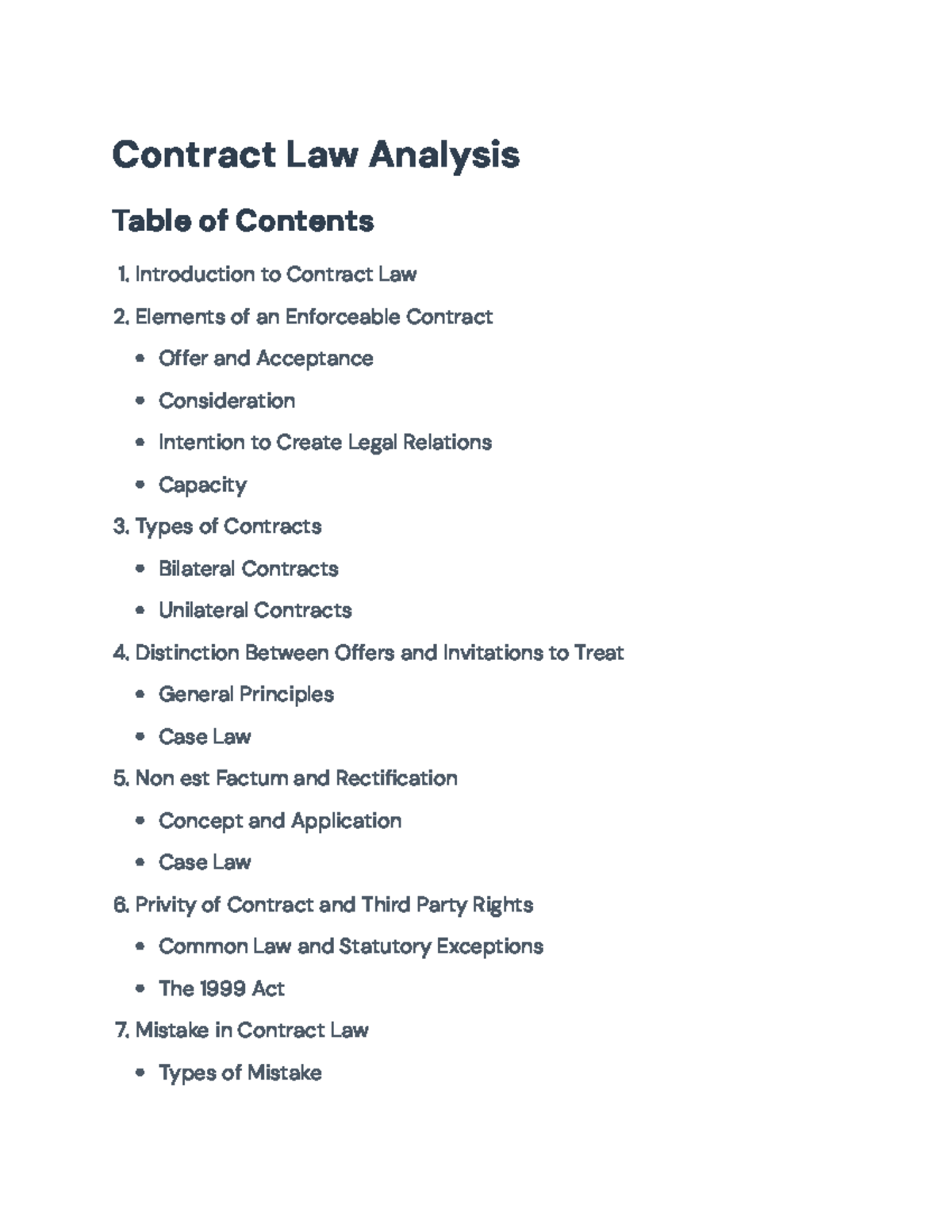 Contract Law Analysis: Key Elements and Legal Principles - Contract Law ...
