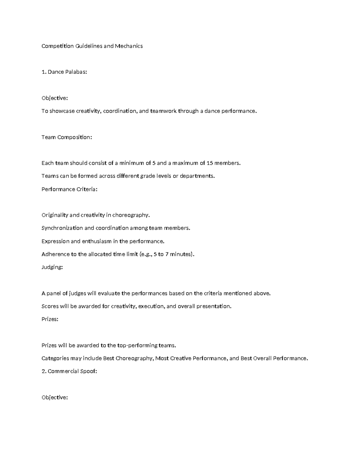 Competition Guidelines and Mechanics - Team Composition: Each team ...