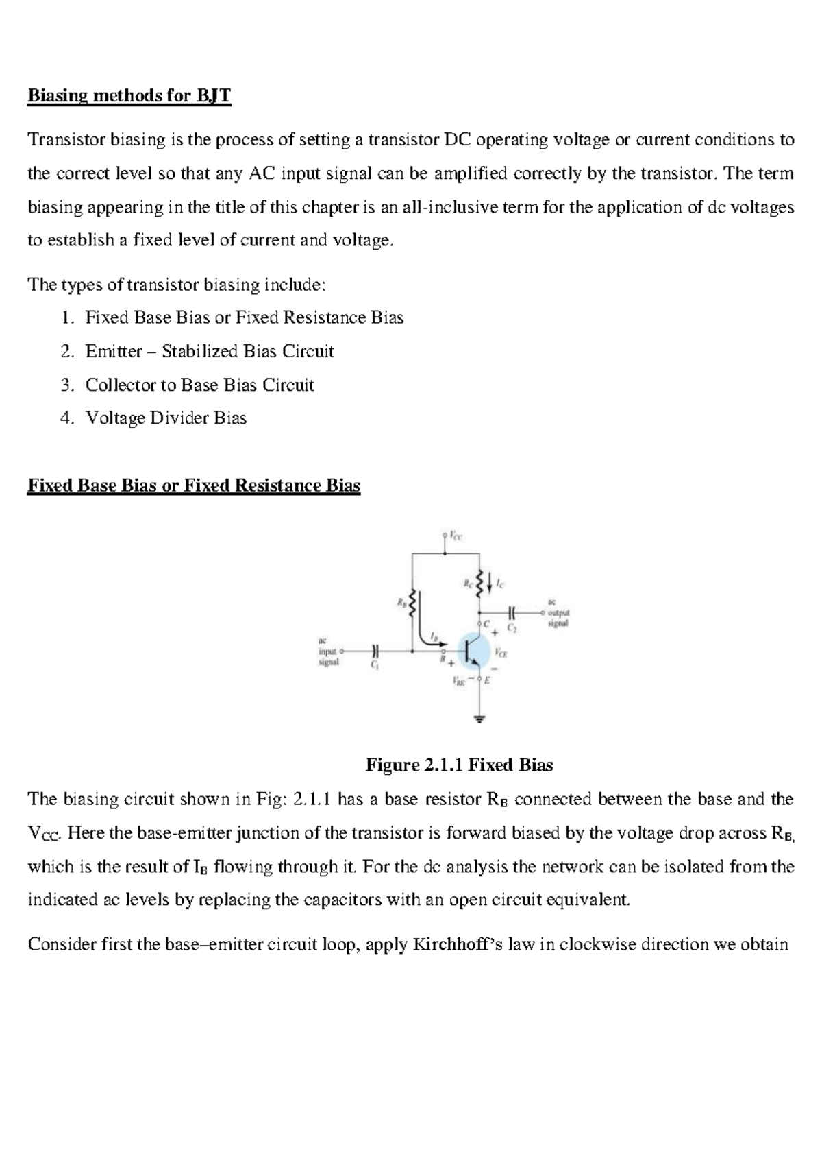 BJT Biasing Methods: Understanding Transistor DC Operation - Studocu