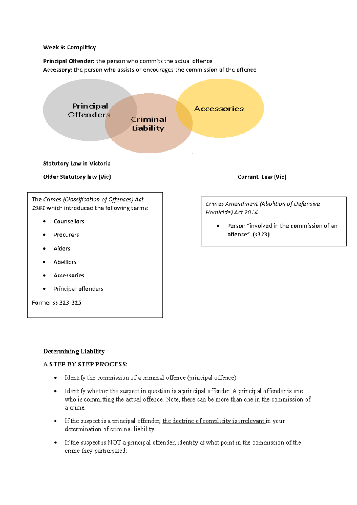 W9: Complicity Analysis - Principal Offenders & Accessories - Studocu