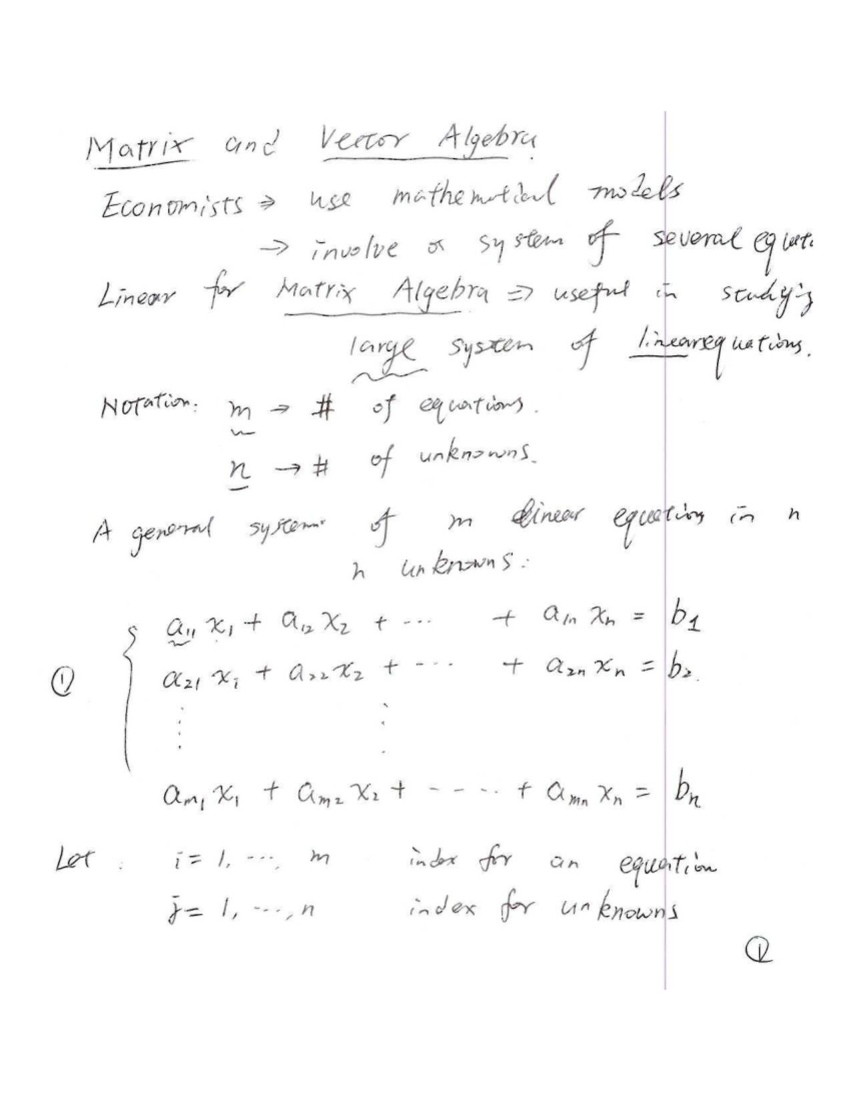 Lecture 1: Matrix and Vector Algebra for Economists - Studocu