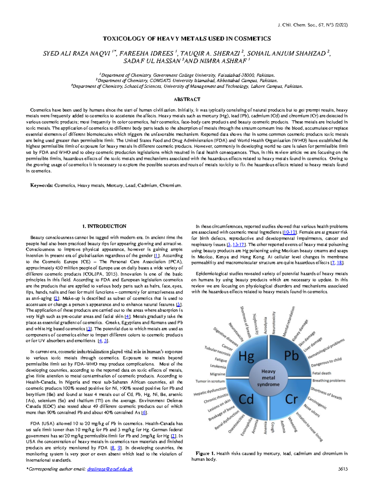 Toxicology of Heavy Metals in Cosmetics: M.P. Study Insights - Studocu