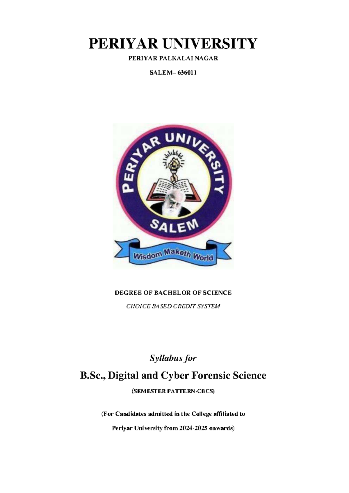 B.Sc. Digital and Cyber Forensic Science Syllabus Overview - Studocu