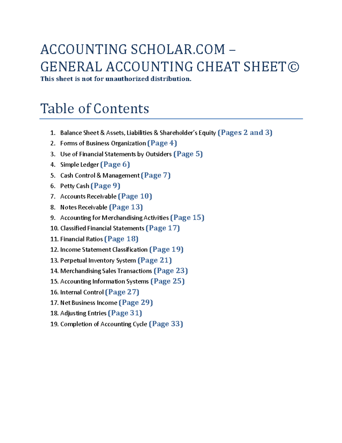 General Accounting Overview Cheat Sheet for Students - Studocu