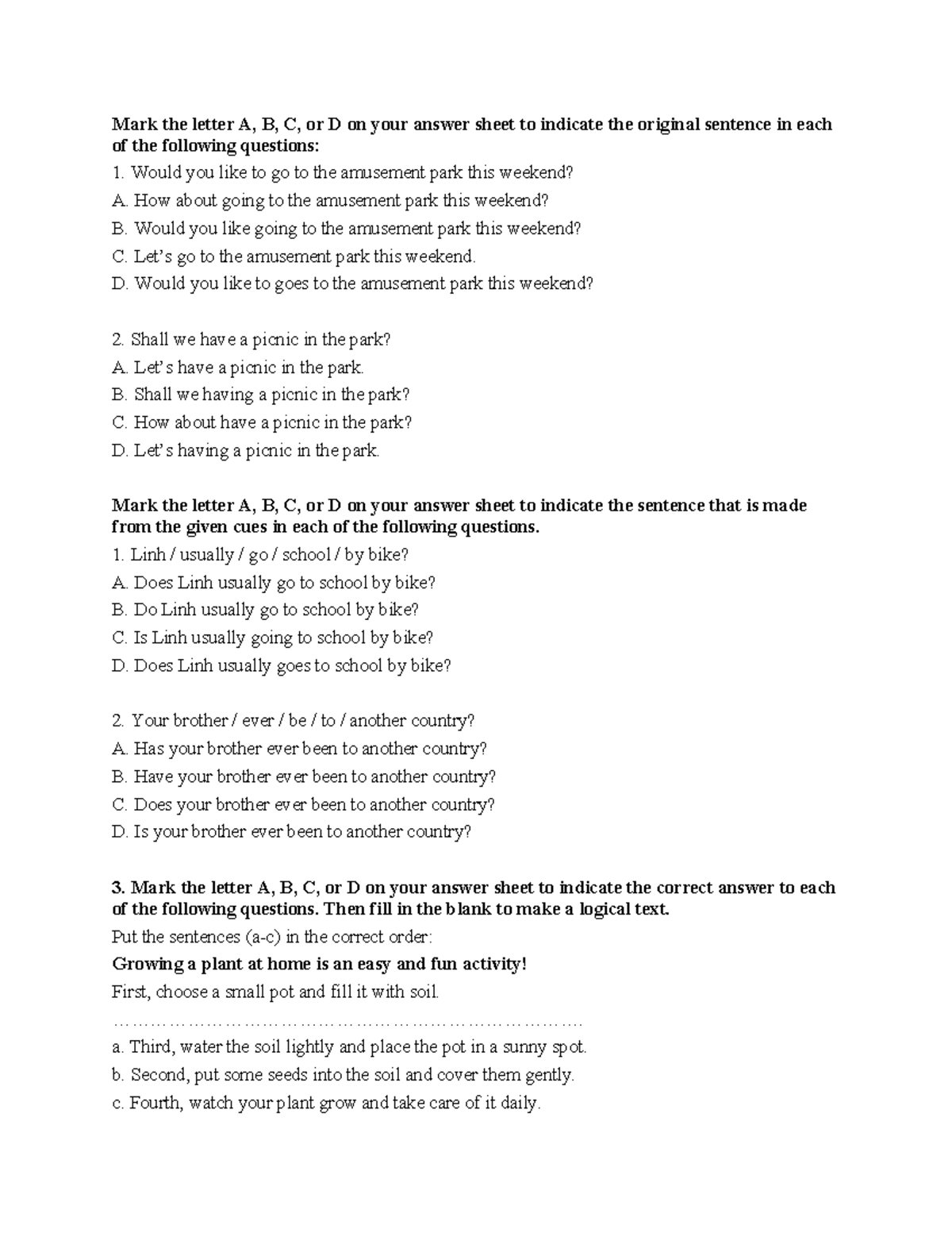 English 7 - Quiz on Sentence Structure and Vocabulary - Studocu