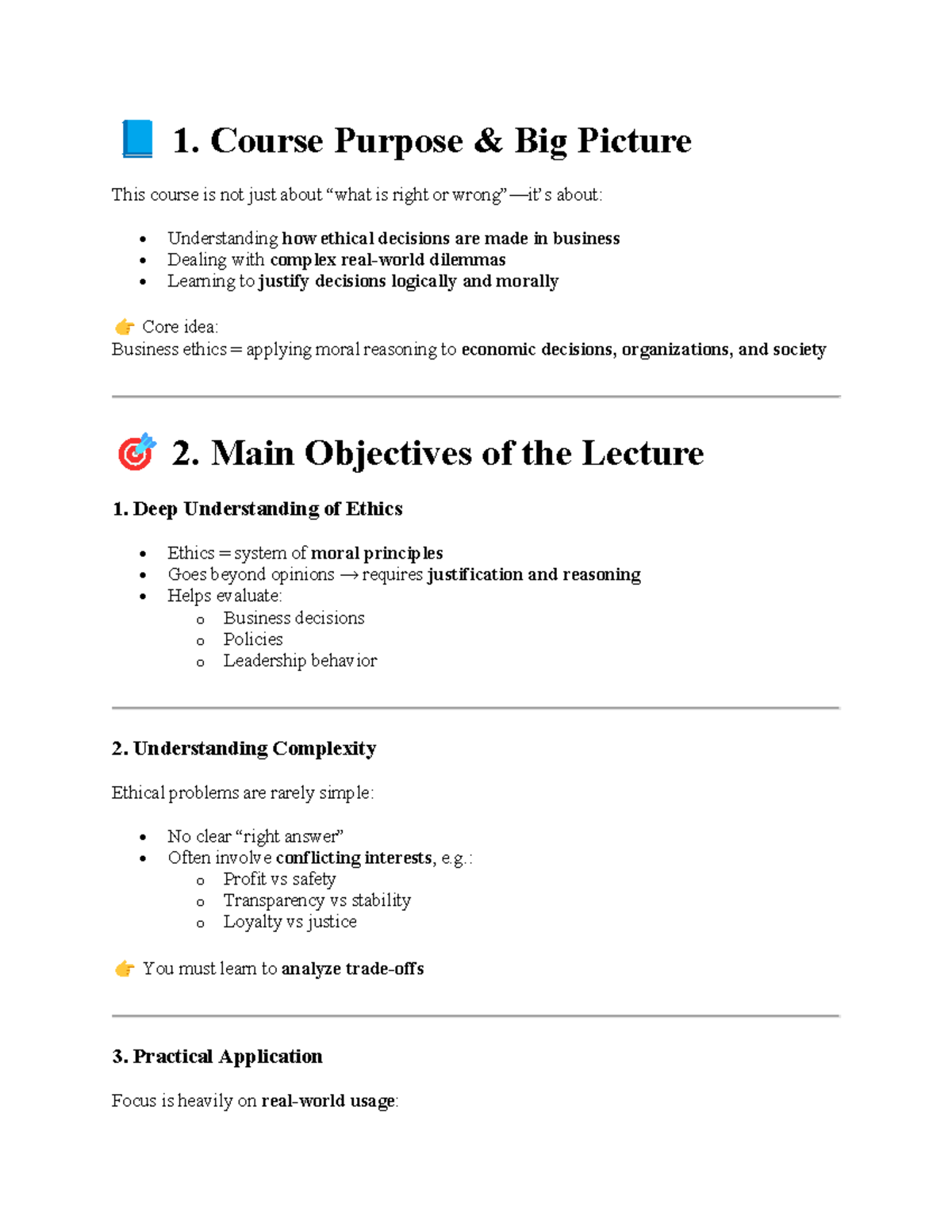 BUS 101: Business Ethics Lecture Summary and Key Insights - Studocu