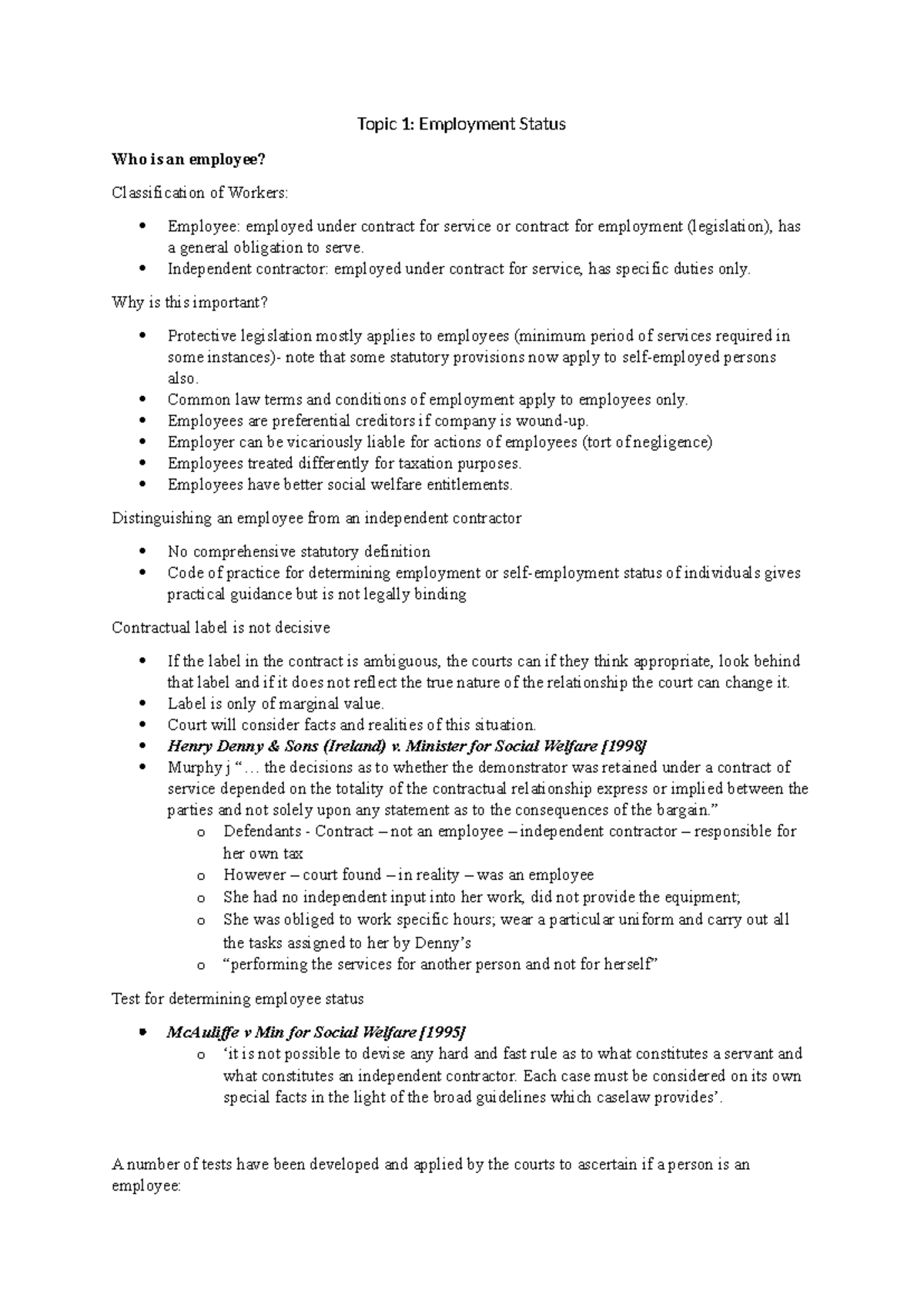 Employment Status: Understanding Employee vs. Independent Contractor ...