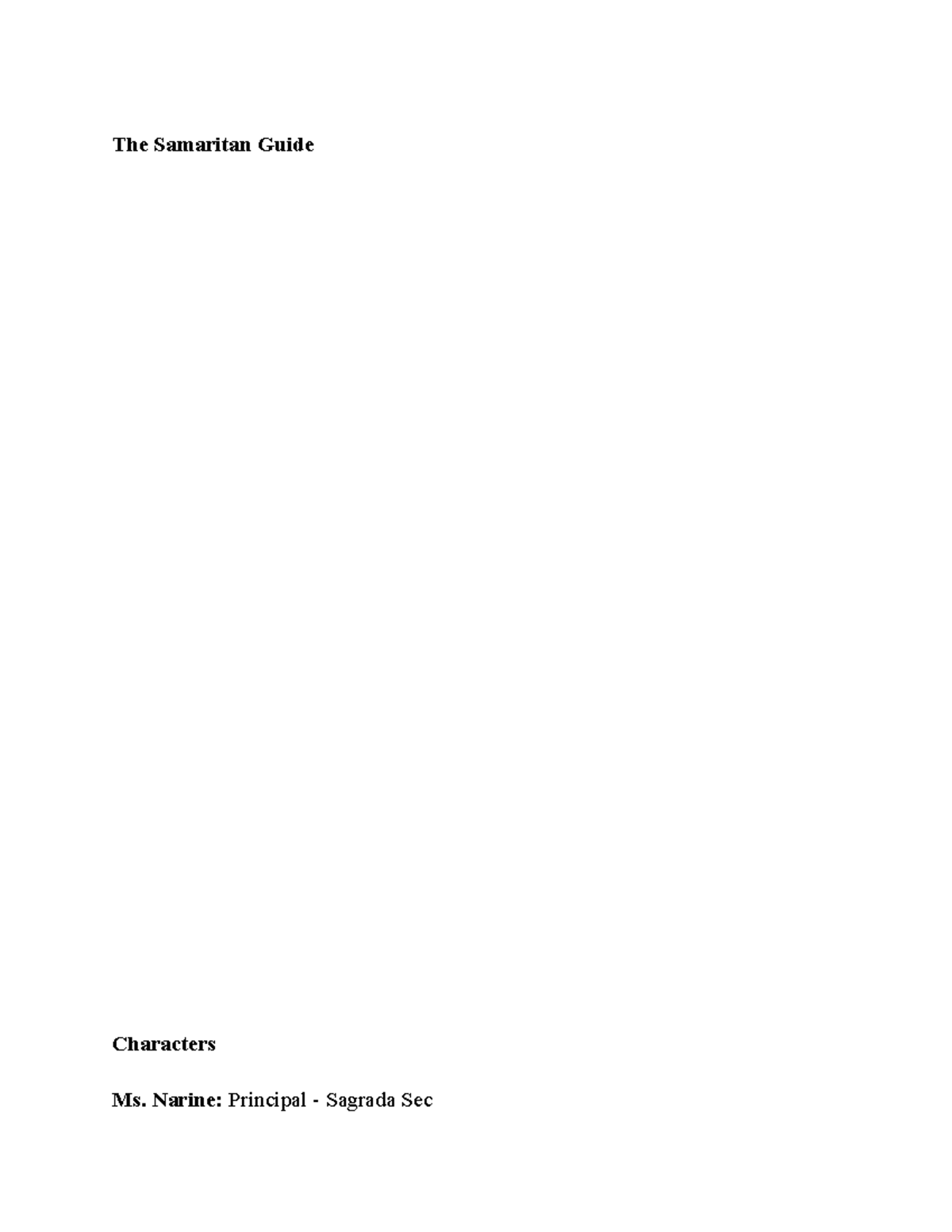 The Samaritan Guide: Characters and Themes in Sagrada Sec's Innovation ...