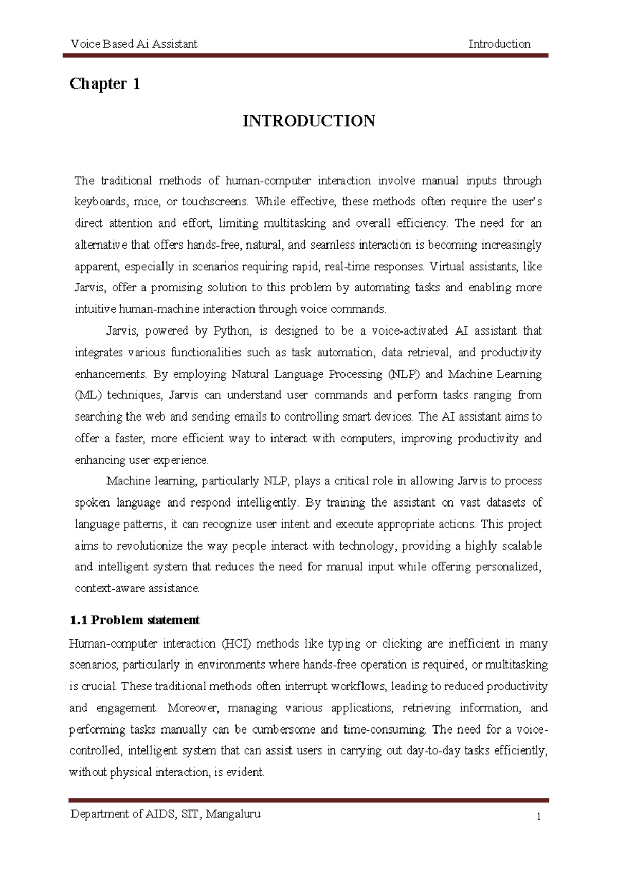Project on Voice-Based AI Assistant: Chapters 1 & 2 Overview - Studocu