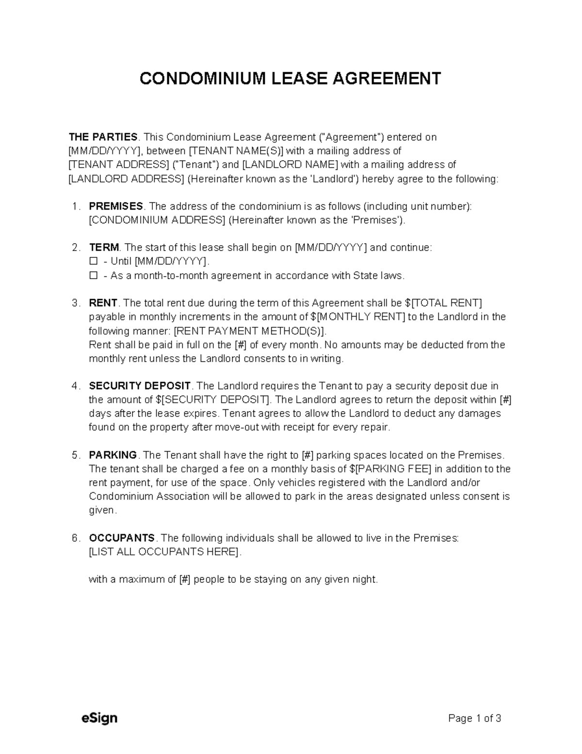 Condominium Lease Agreement: Key Terms and Conditions - Studocu
