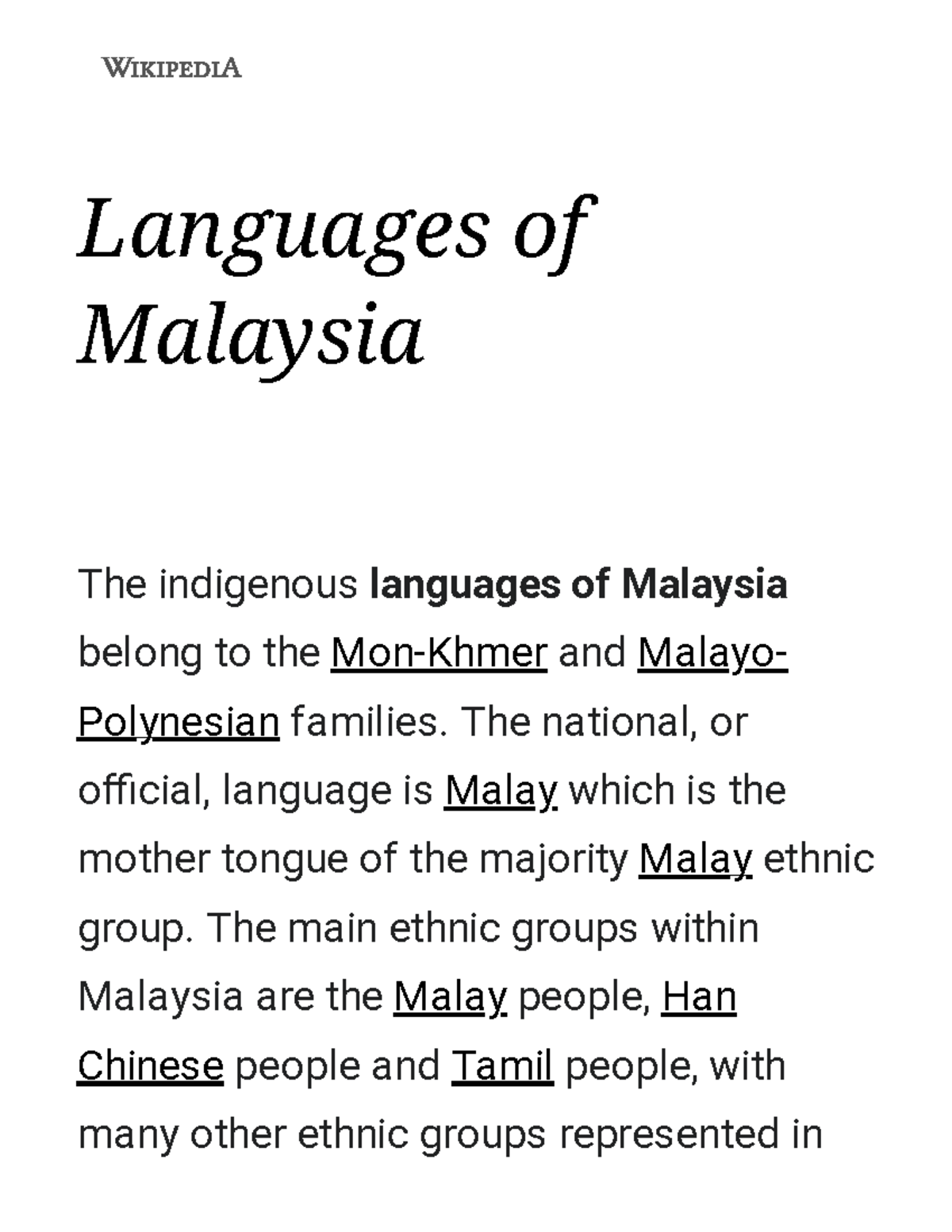 Languages of Malaysia: An Overview of Diversity and Influence - Studocu