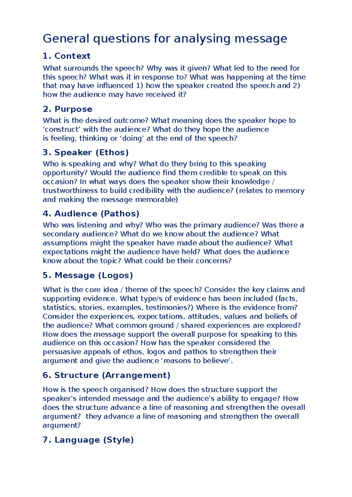 Assessment 1 Support: Analyzing Messages and Context - Studocu