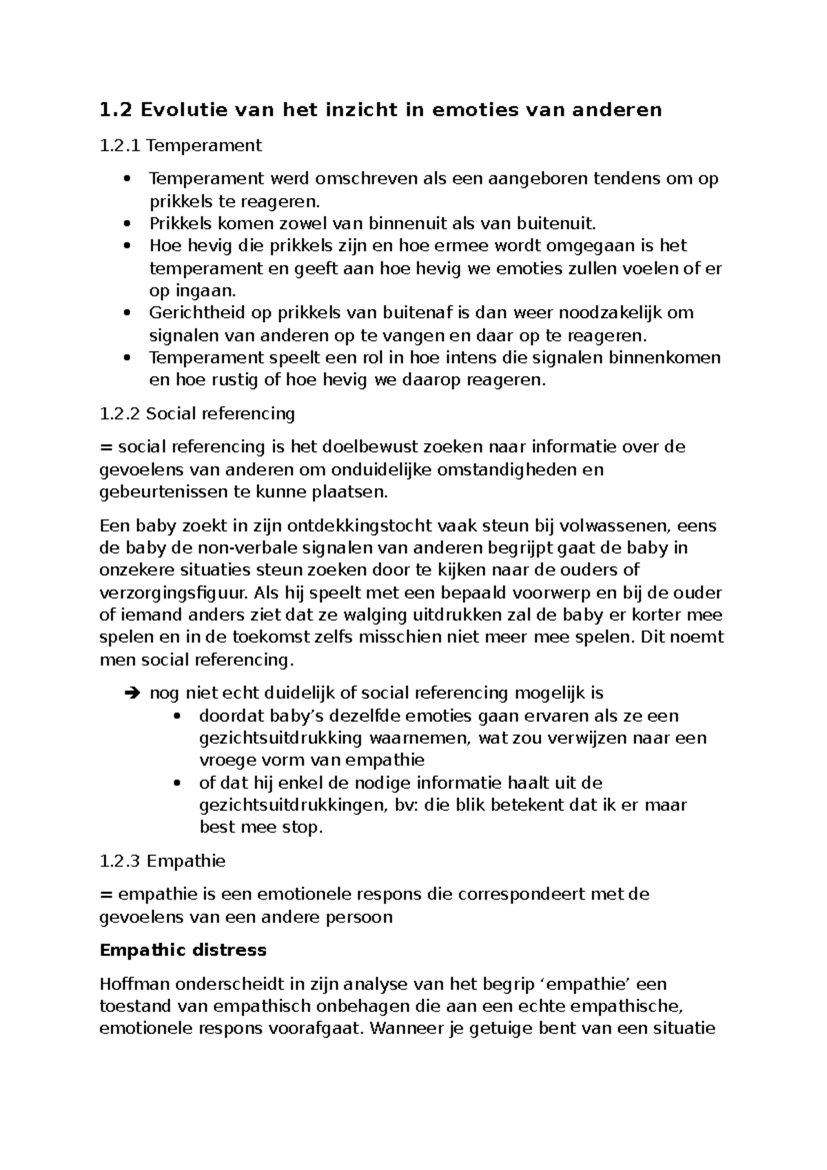 1.2 Ontwikkelingspsychologie: Inzicht in Emoties en Empathie - Studocu