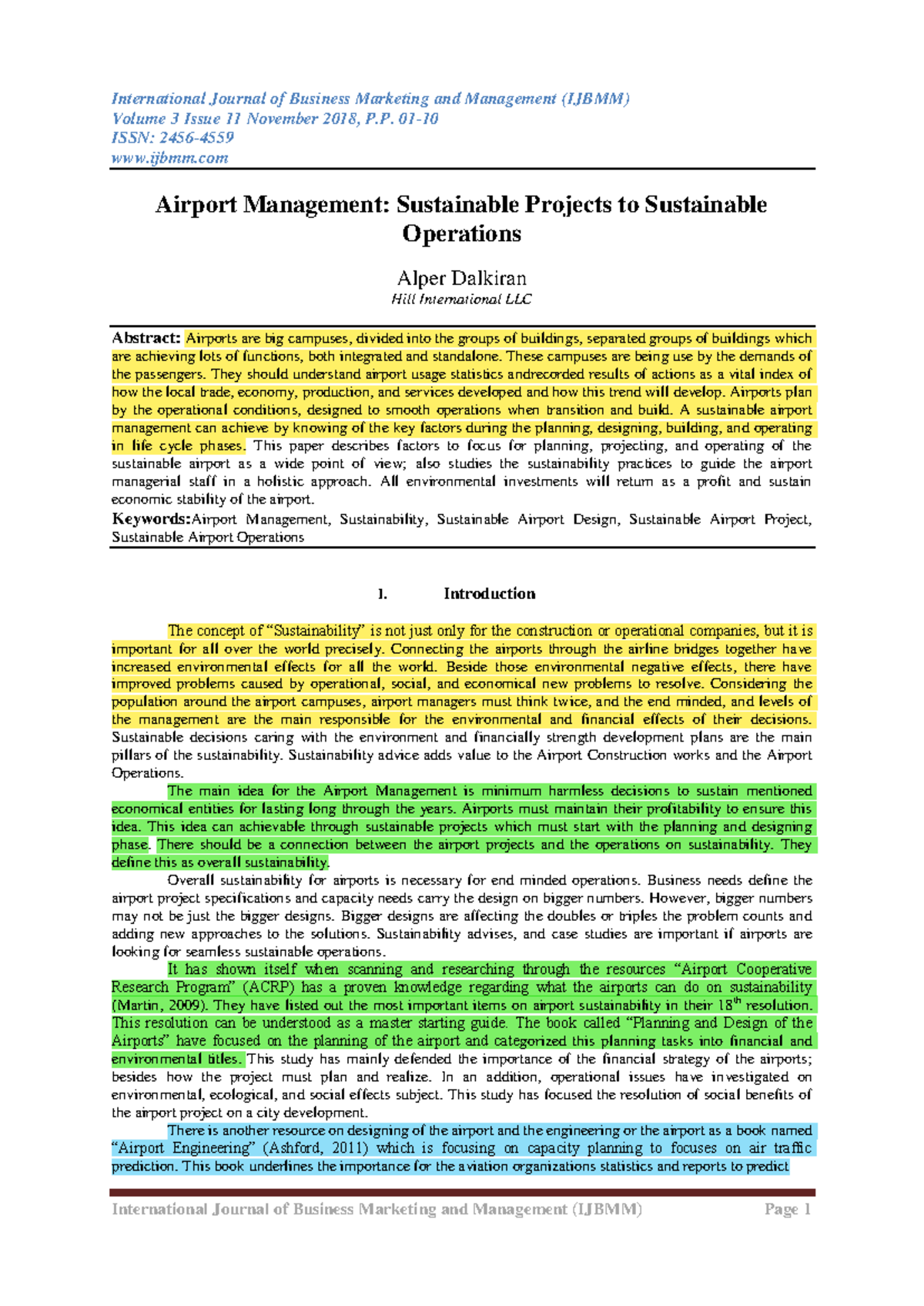 IJBMM: Sustainable Airport Management - Projects & Operations Insights ...