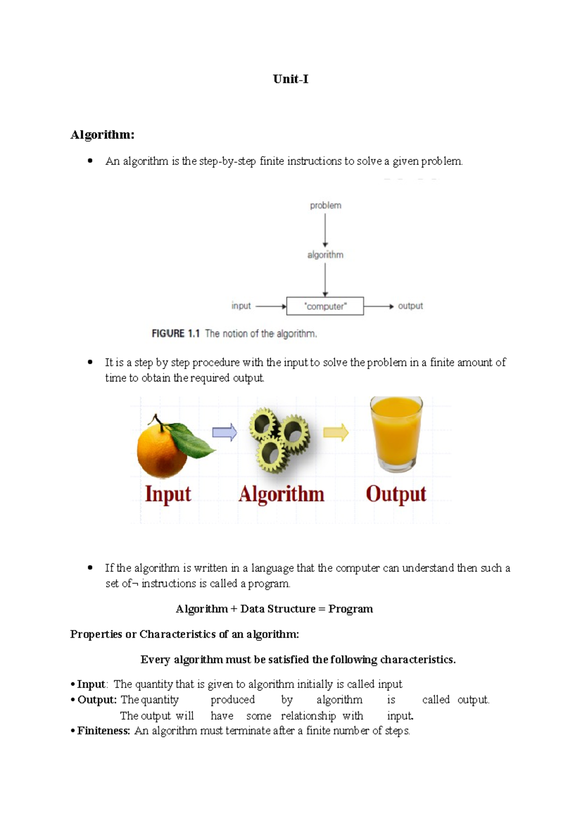 DS - Unit I: Introduction to Algorithms and Their Design Principles ...