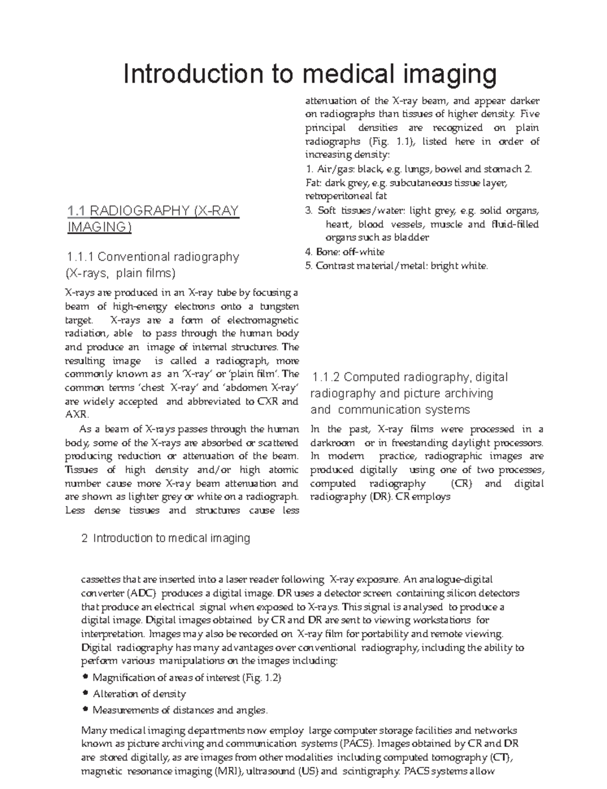 3 Introduction to Medical Imaging: Radiography, CT, MRI, and US ...