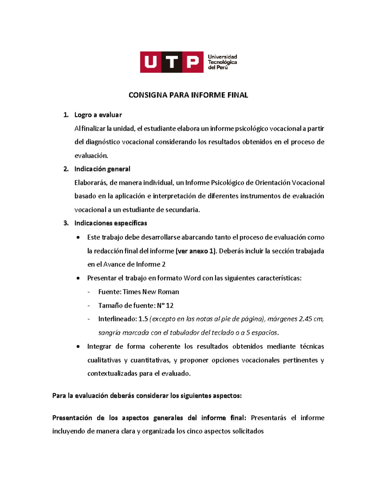 Informe Final de Orientación Vocacional - PS69 - Studocu