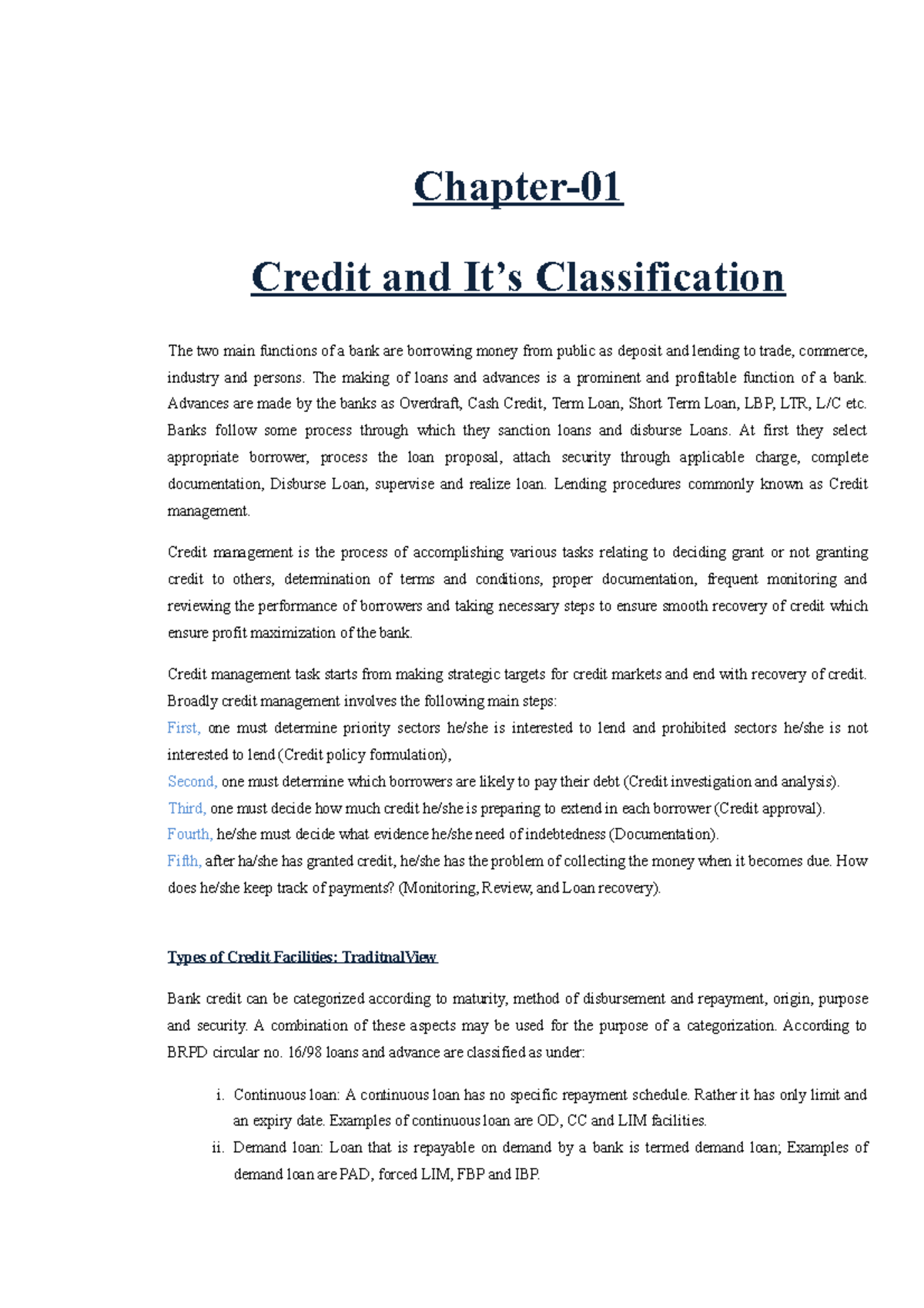 Credit Management: Key Concepts and Classification (Ch. 1-2) - Studocu