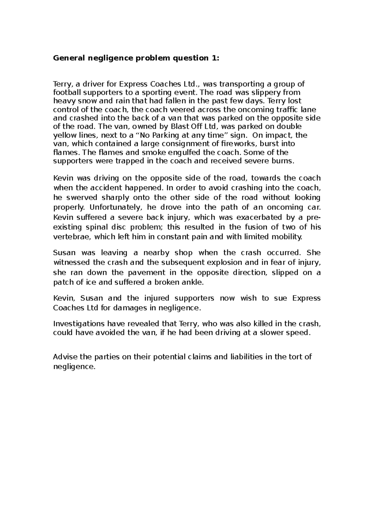 Negligence Claims Analysis: Terry - Document Preview