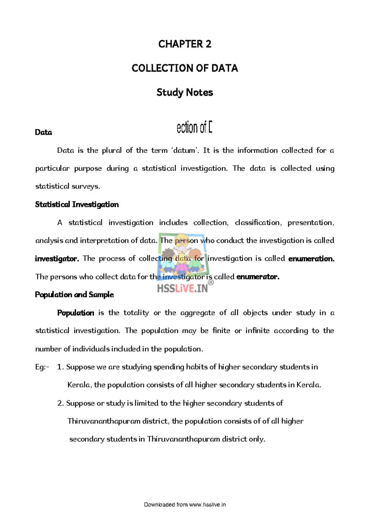 Statistics 101: Collection of Data - Key Concepts & Notes - Studocu