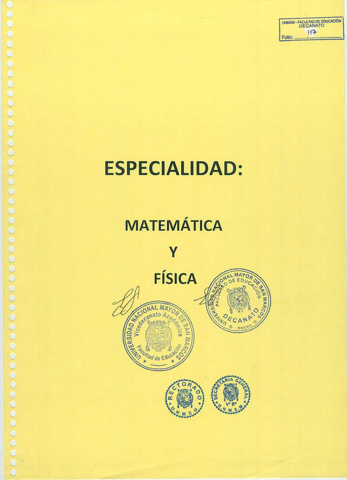 Malla Curricular de Educación Secundaria: Matemáticas y Física UNMSM - Document Preview