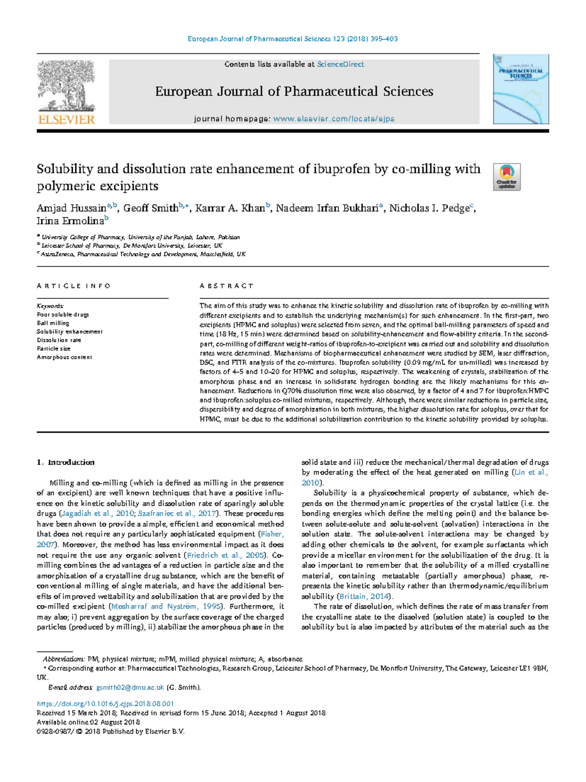 Enhancement of Ibuprofen Solubility and Dissolution Rate with HPMC and ...
