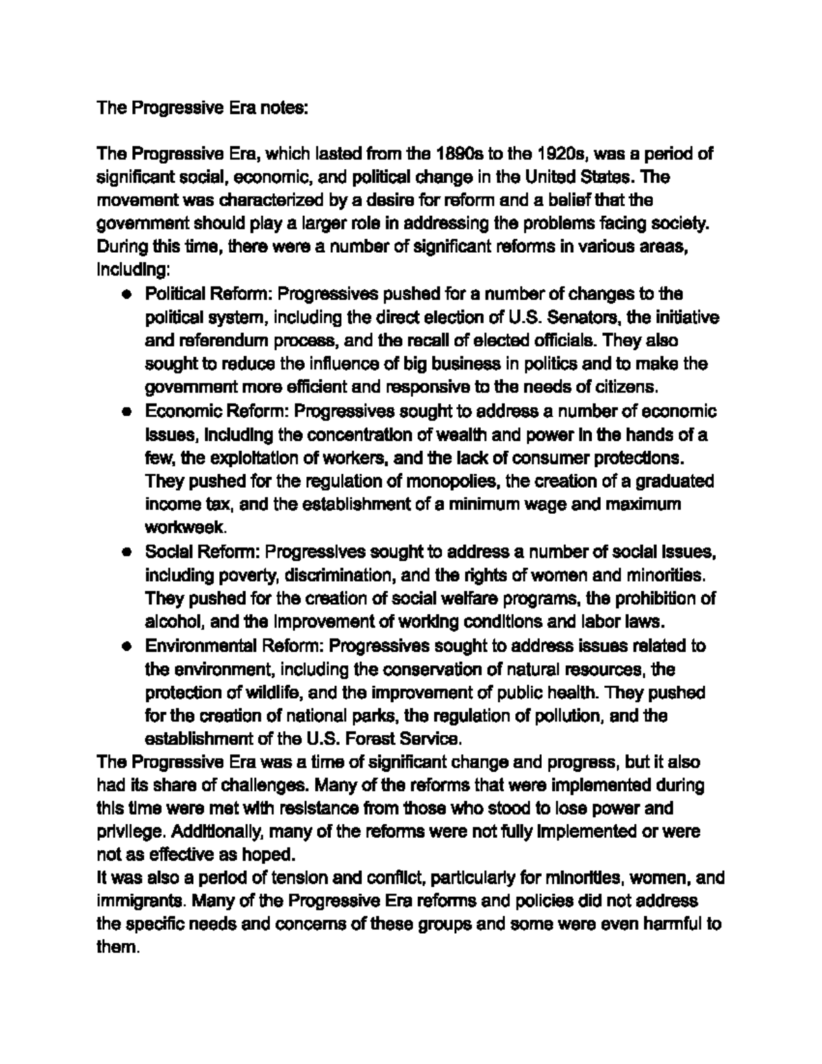 The Progressive Era part 1 - The Progressive Era notes: The Progressive ...