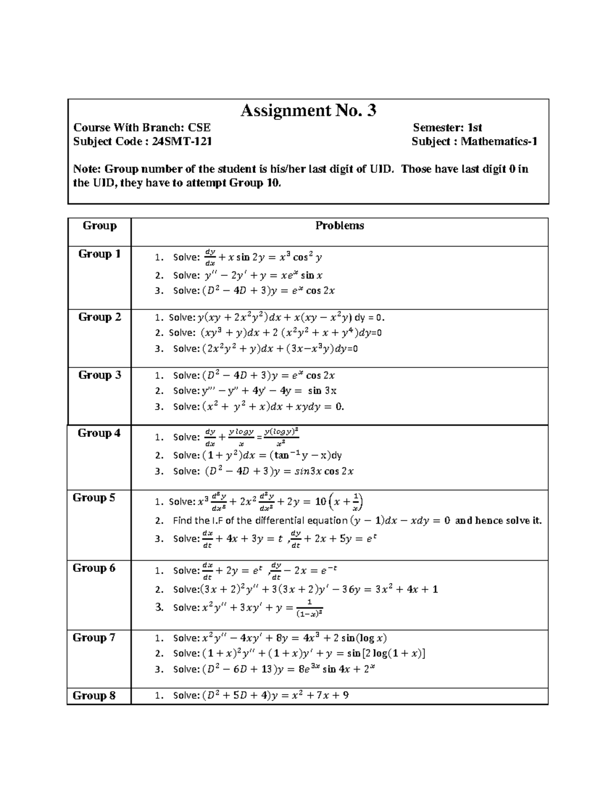 Mathematics-1 Assignment No 3 Solutions (24SMT-121) - Studocu