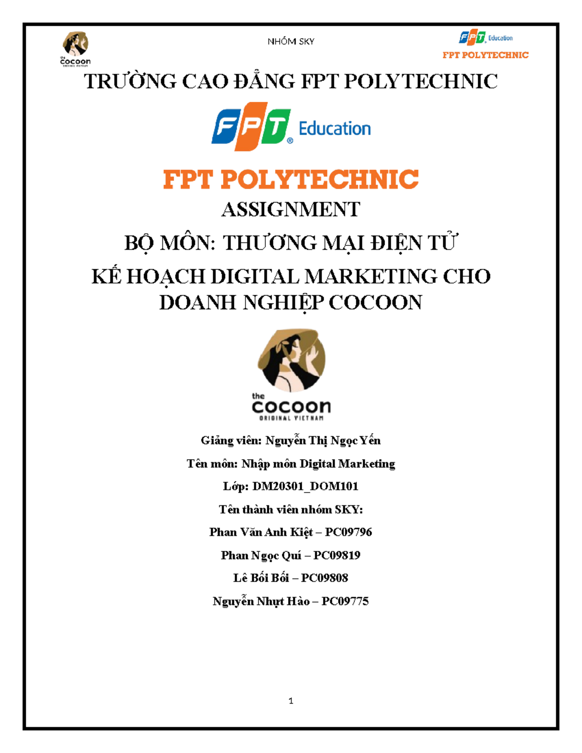 Nhập môn Digital Marketing nhóm SKY (1) - TRƯỜNG CAO ĐẲNG FPT ...