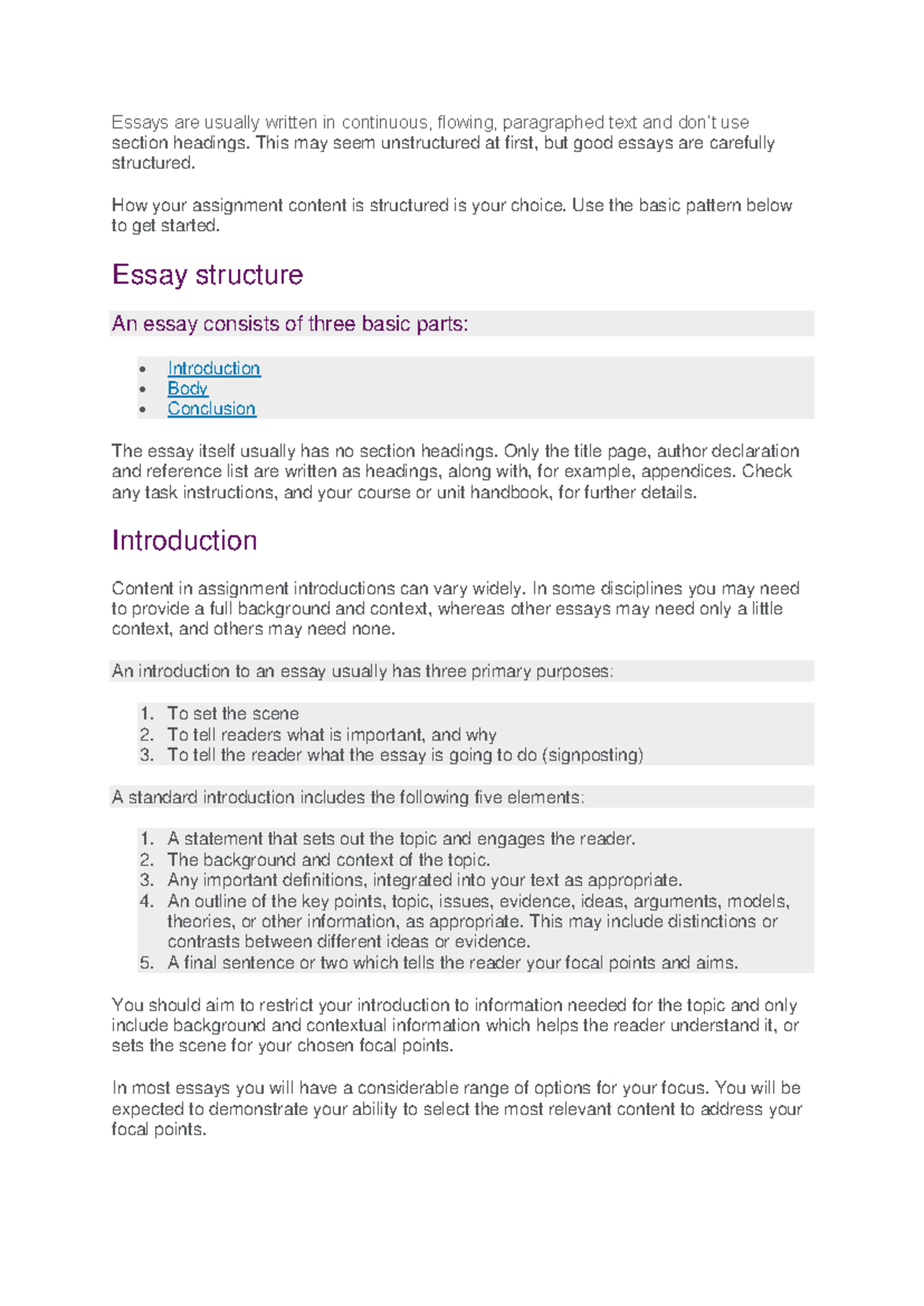 Essay Structure Guide - Practice Material for Essay Writing - Studocu
