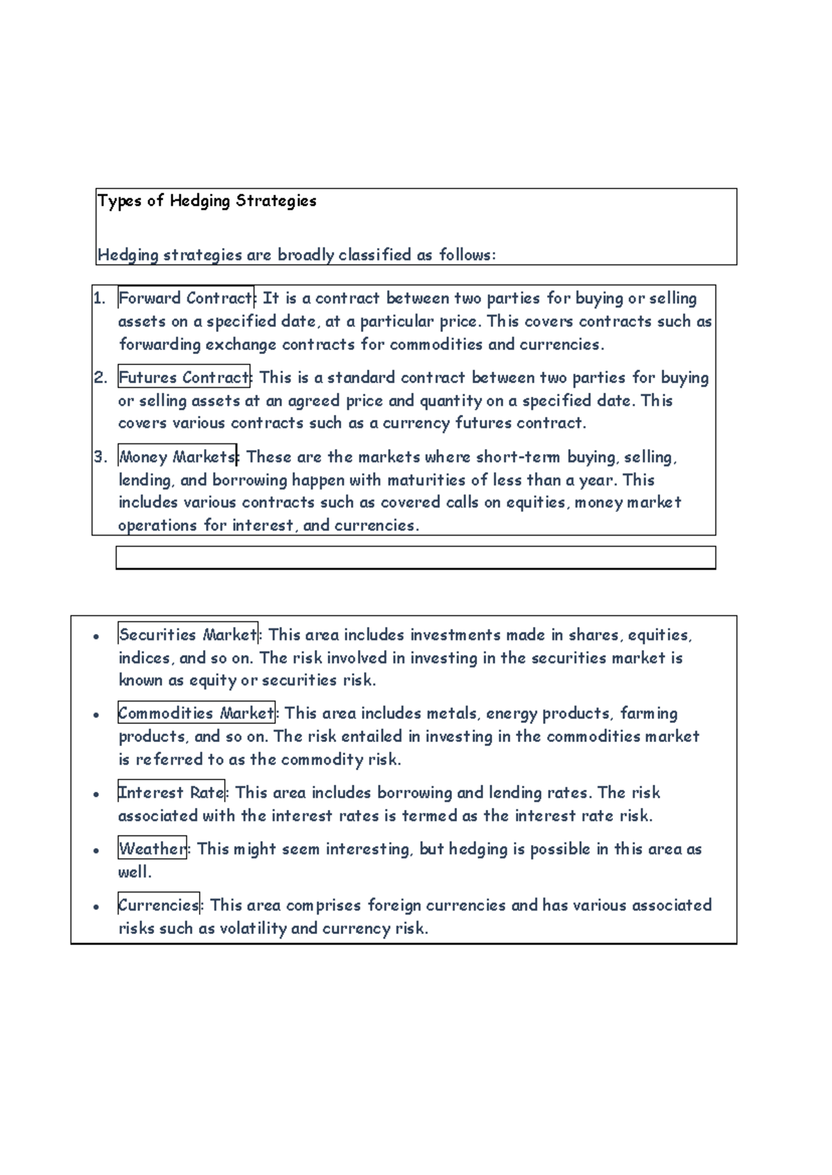 HEDG 101: An Overview of Major Hedging Strategies and Risks - Studocu