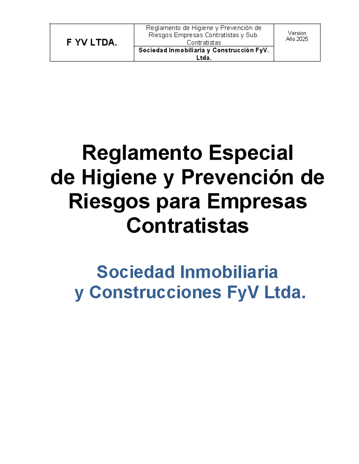Reglamento Especial de Higiene y Prevención de Riesgos para ...