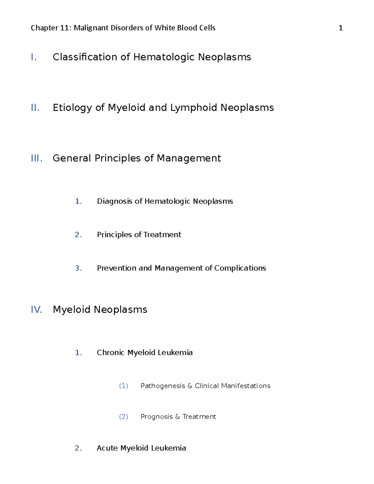 Chapter 11 Outline - Chapter 11: Malignant Disorders of White Blood ...