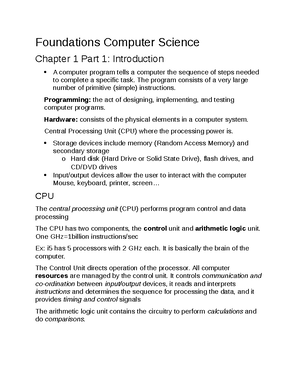 Computer Science overview notes - Compsci 1033B – Final Exam Notes ...