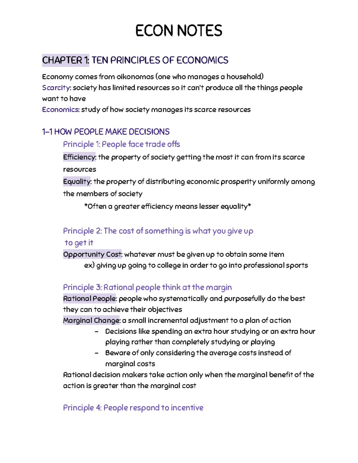 ECON 101 Final Exam Notes: Principles of Economics and GDP Analysis ...