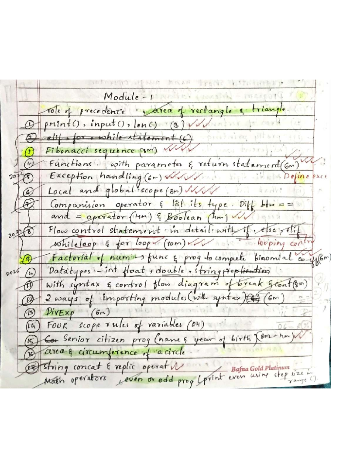 Python Important Questions (QB) for Bplck105/205B Module - Studocu