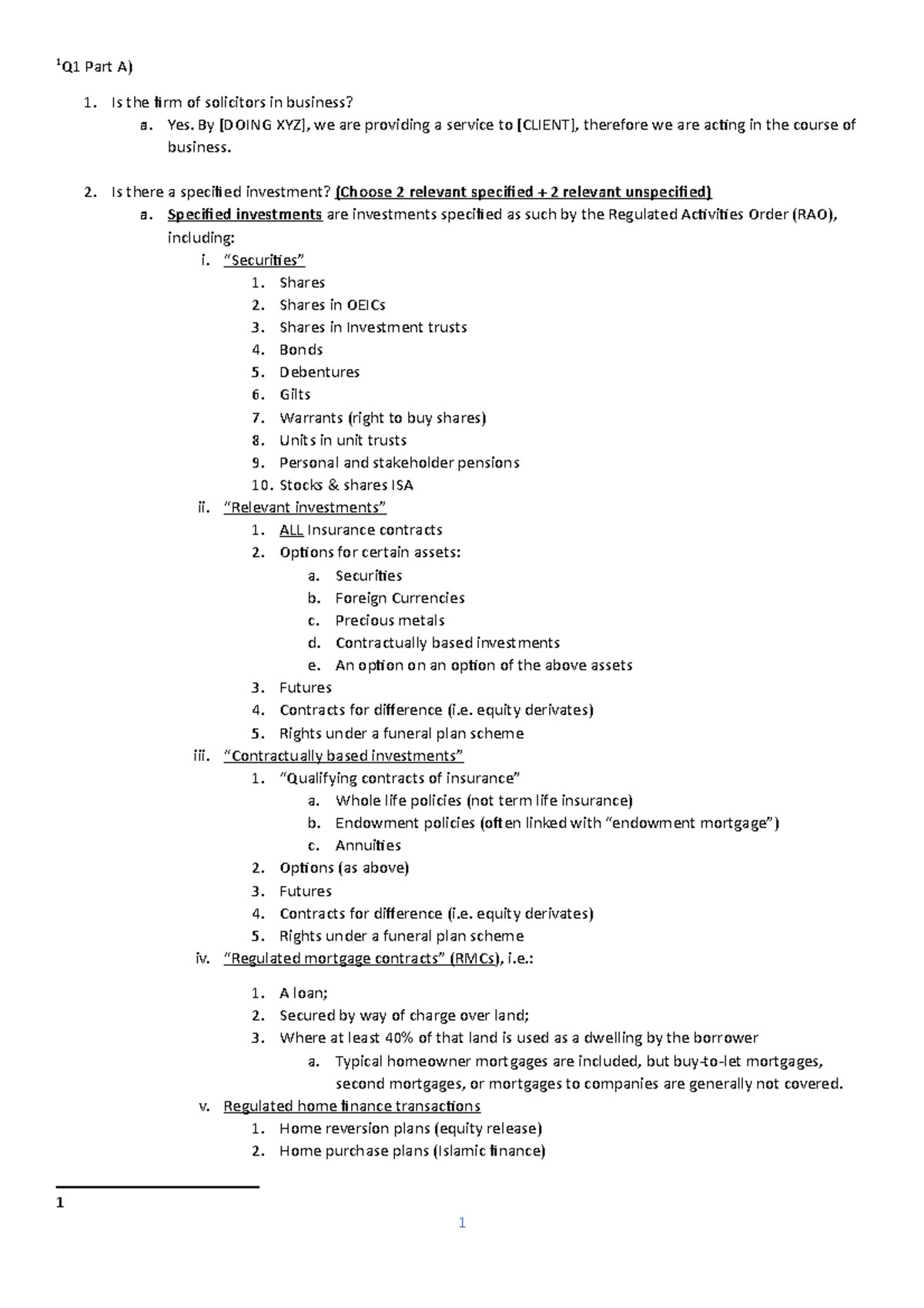 PSC notes (002) - 1 Q1 Part A) Is the firm of solicitors in business? a ...