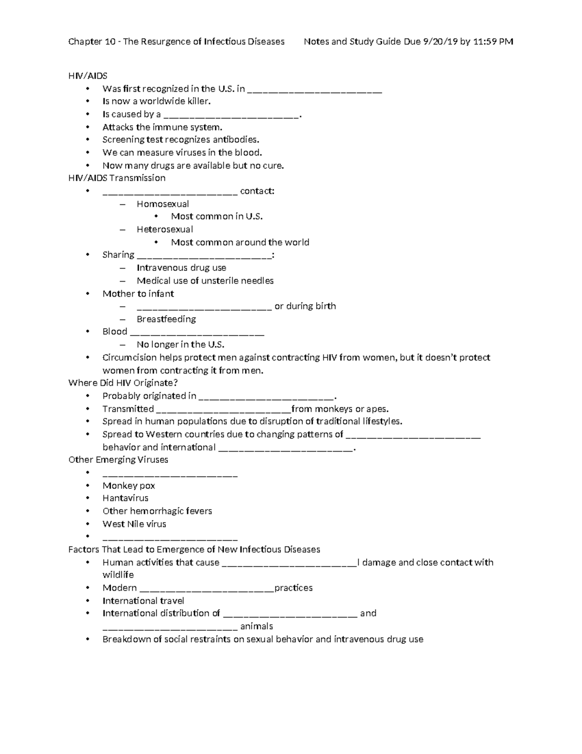 Chapter 10 - Infectious Diseases Resurgence Notes & Study Guide - Studocu