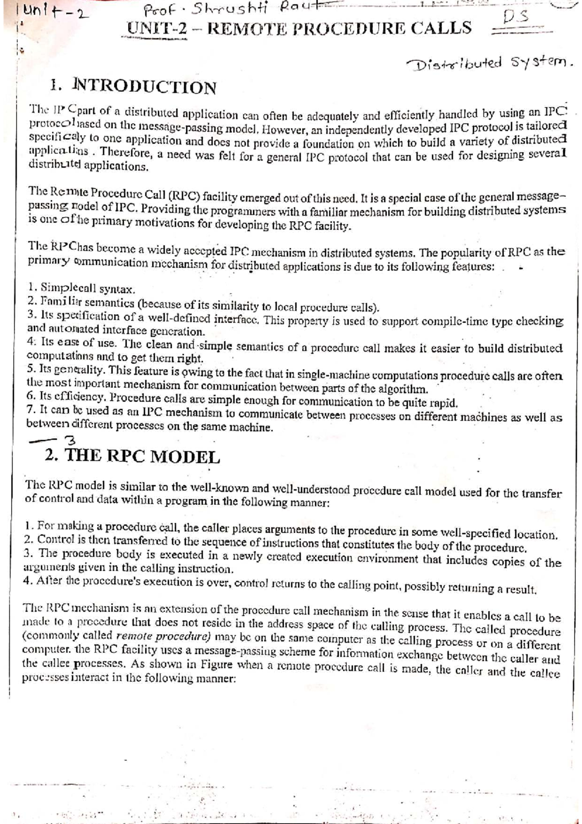 DS REMOTE PROCEDURE CALLS: Comprehensive Notes on RPC Mechanisms - Studocu