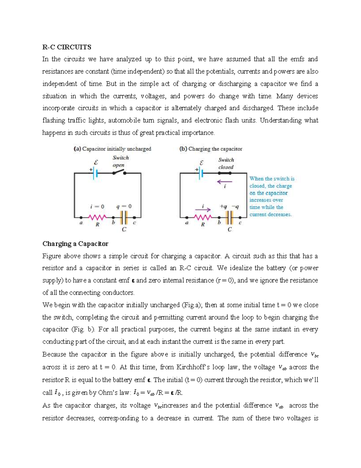 R-C Circuits: Charging and Discharging Capacitors - Physics Notes - Studocu