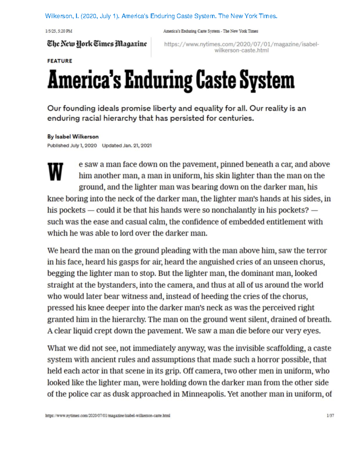 America's Enduring Caste System - ECE919 Final Paper - SOC 347 - Studocu